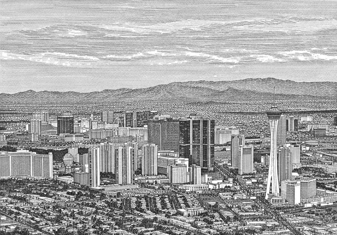 illustrated scene of the Las Vegas skyline